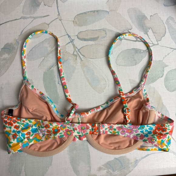 J.crew Womens 1993 Floral Underwire Bikini Top in Rainbow size 32C - Picture 4 of 8